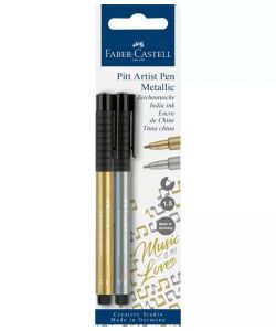 Pitt Artist Pen Metallic 1.5 inchiostro di china, oro/argento